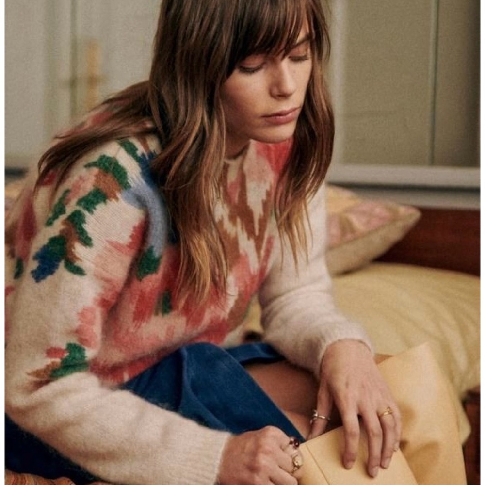 Sezane | Alison jumper Heline print ecru background